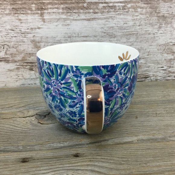 Lilly Pulitzer Ceramic Mug Blue Purple Green Floral Coffee Tea Cup 12 oz - Picture 2 of 8